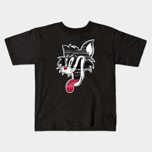 Looney Cat Kids T-Shirt by Eman